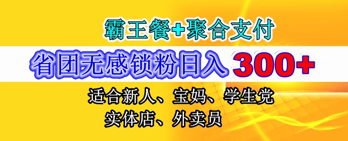 省团推手版无感锁粉日入300+上不封顶，霸王餐+聚合支付强强联合，附无敌锁粉教程网赚项目-副业赚钱-互联网创业-资源整合下载耶